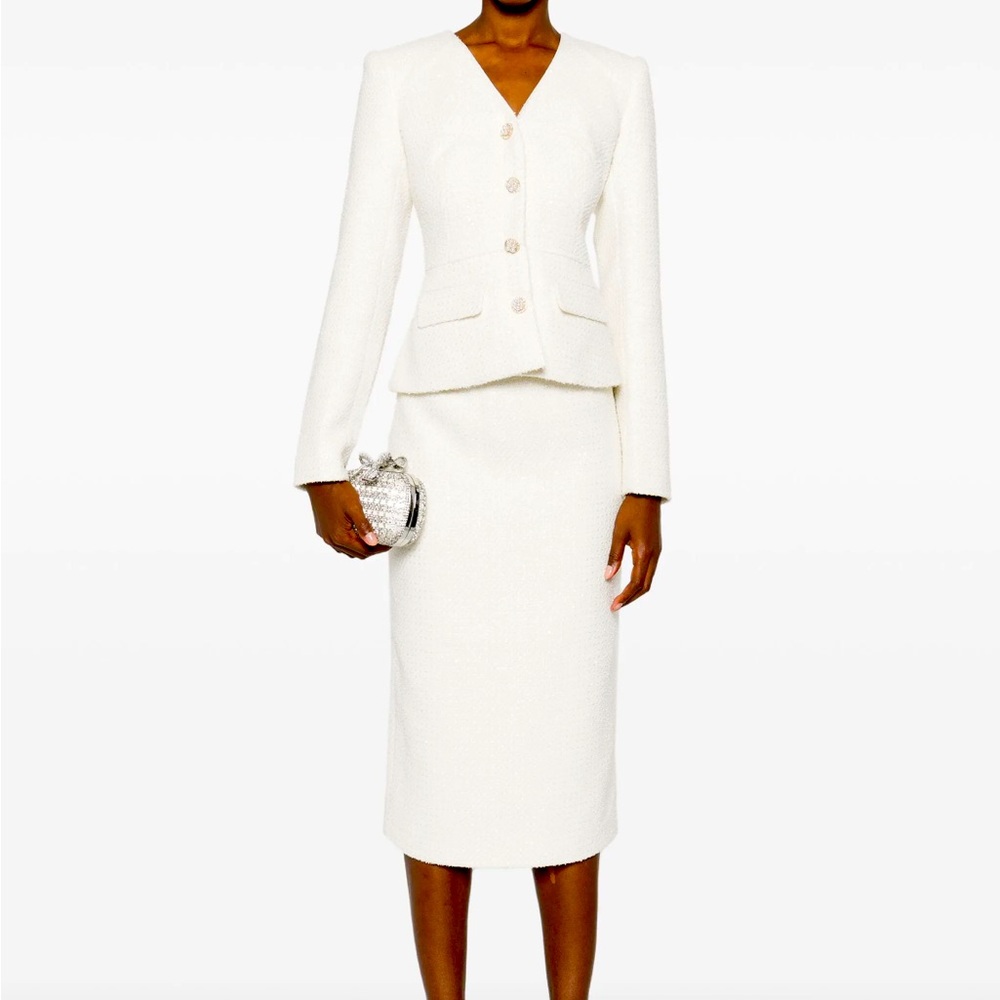 Self-Portrait Tweed Midi Dress